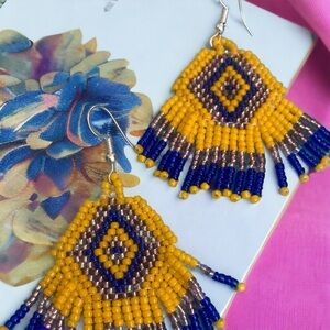 Sale! Gorgeous native bead fringe earrings